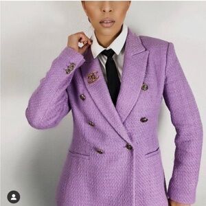 Zara double breasted purple blazer NWT